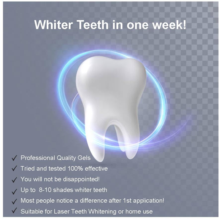 Teeth Whitening Gel 3ml each, Refill Gels Bleach fast effective whitener for excellent results