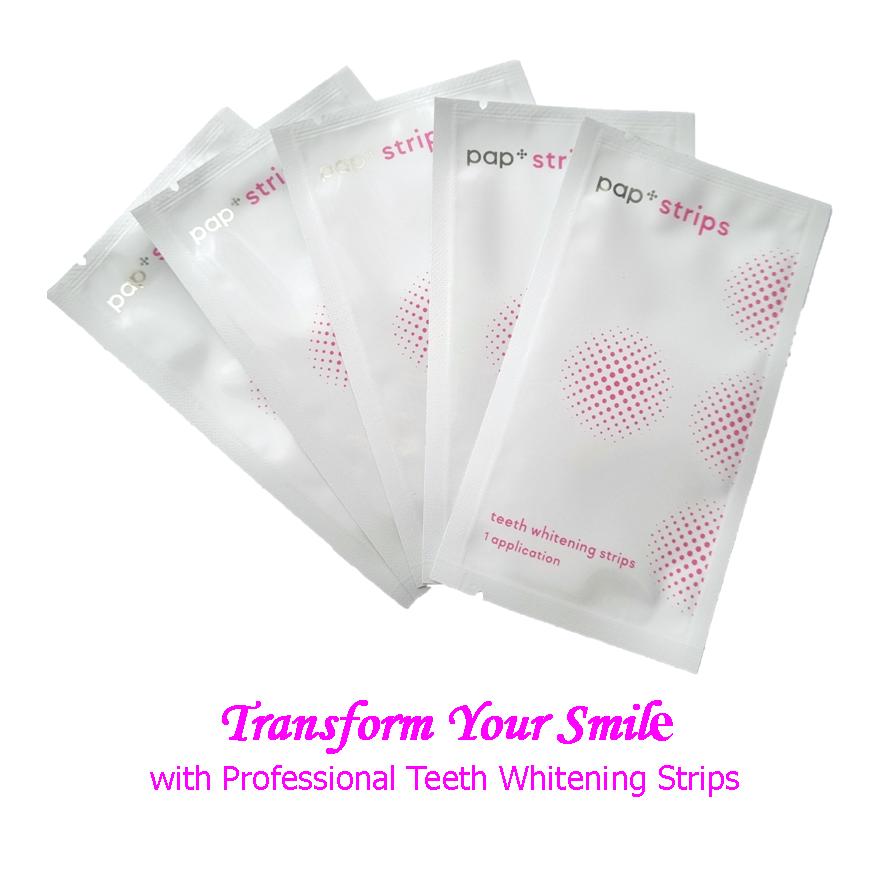 Teeth Whitening Strips 7 Pairs, 7 days supply. PAP WHITE SMILES Processional Dental Whitening Bleach