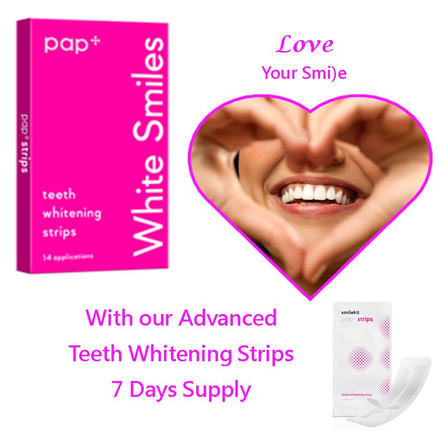 Teeth Whitening Strips 7 Pairs, 7 days supply. PAP WHITE SMILES Processional Dental Whitening Bleach
