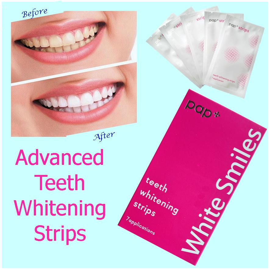 Teeth Whitening Strips 7 Pairs, 7 days supply. PAP WHITE SMILES Processional Dental Whitening Bleach