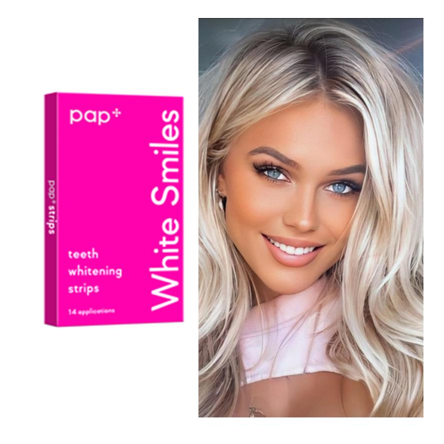 PAP Teeth Whitening Strips 7 Pairs, 7 days supply. WHITE SMILES Processional Dental Whitening Bleach