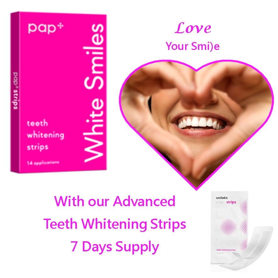 PAP Teeth Whitening Strips 7 Pairs, 7 days supply. WHITE SMILES Processional Dental Whitening Bleach